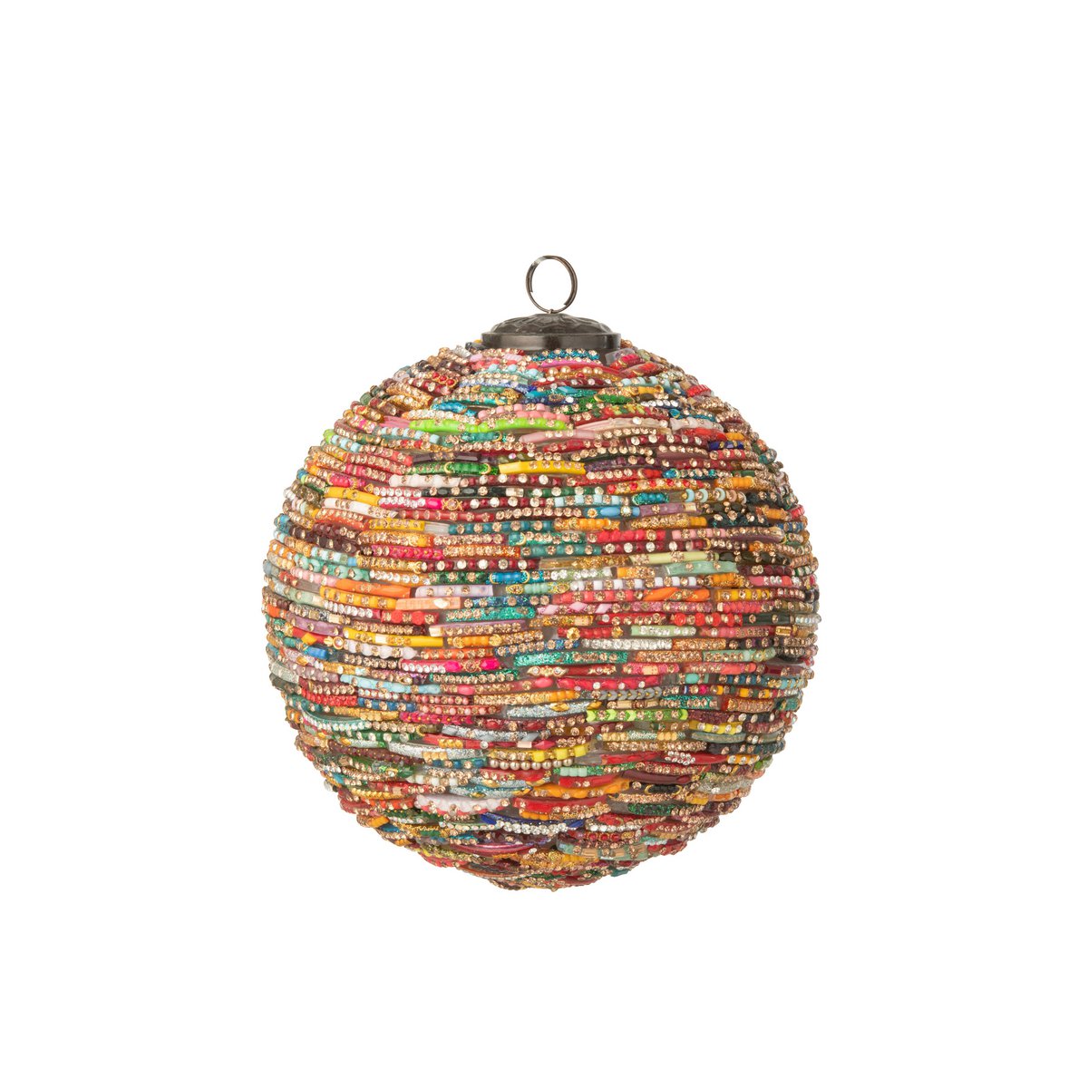 Perles boule de Noël J-Line en verre rouge/or - Grande taille, 15 cm de diamètre