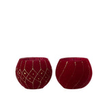 Bougeoir J-Line en velours rouge et or, vue de face
