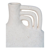 Vase en céramique beige avec des fleurs blanches