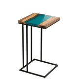 Table d'appoint J-Line en bleu et naturel, ambiance cosy