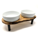 Station d'alimentation RUSTY PLUS (bol en porcelaine de 2 x 1,5 litre) "soulevée" pour l'alimentation et l'eau