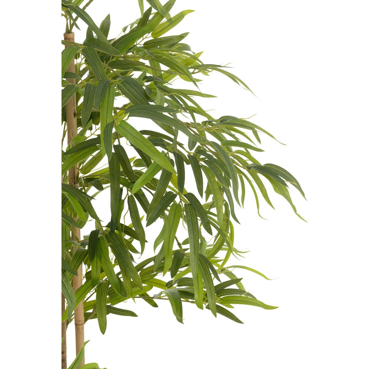 Pot Bambou Artificiel Vert de J-Line, vue d'ensemble avec une touche de verdure.