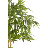 Pot Bambou Artificiel Vert de J-Line, vue d'ensemble avec une touche de verdure.