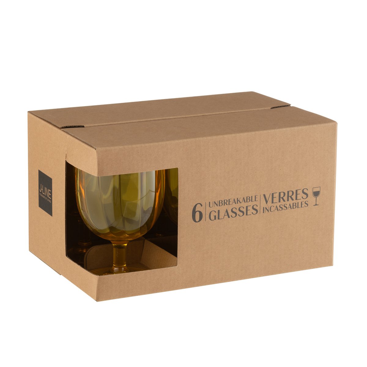 Set de 6 verres à vin J-Line, mise en scène sur une table