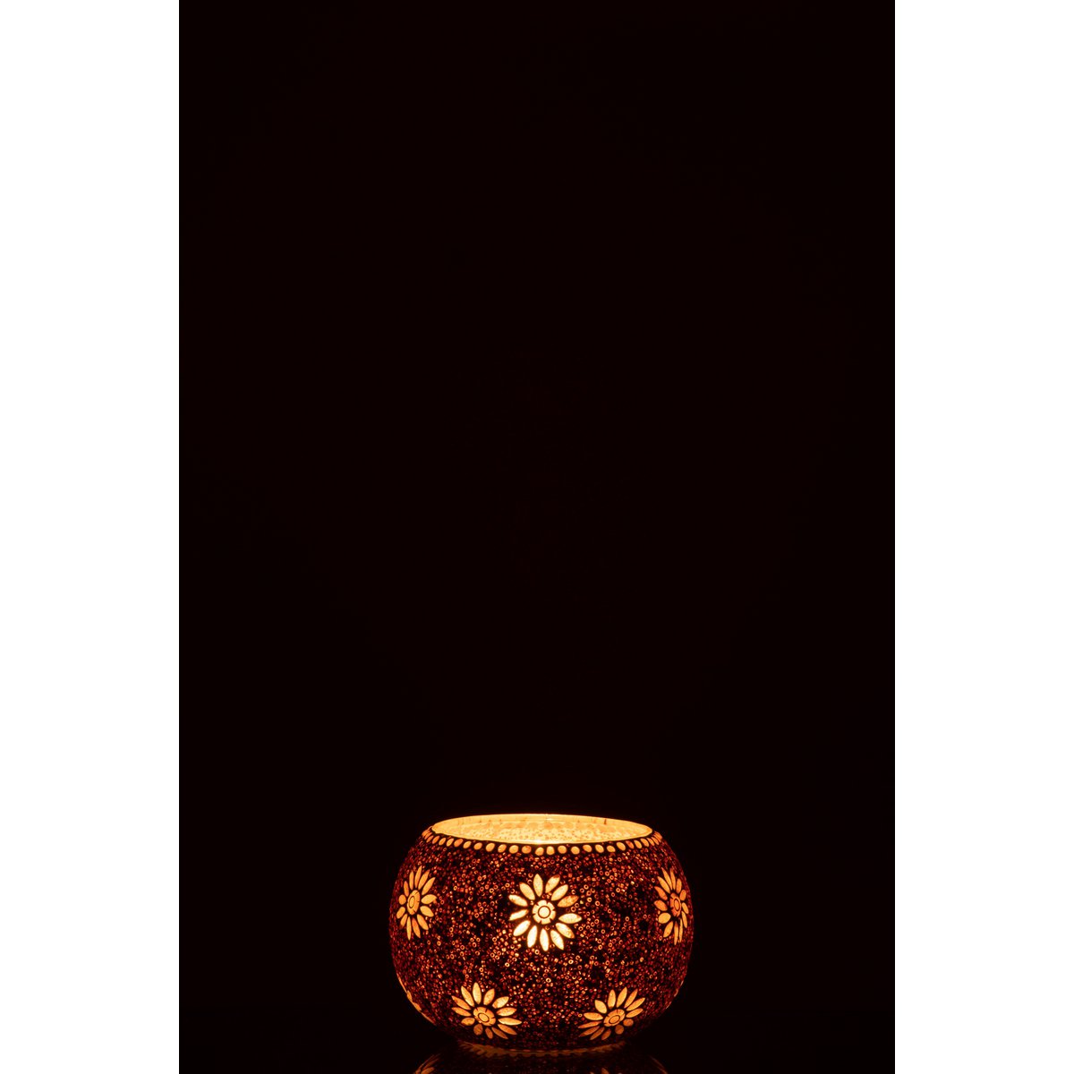 Bougeoir J-Line Bram Speckled, détail du verre saumon