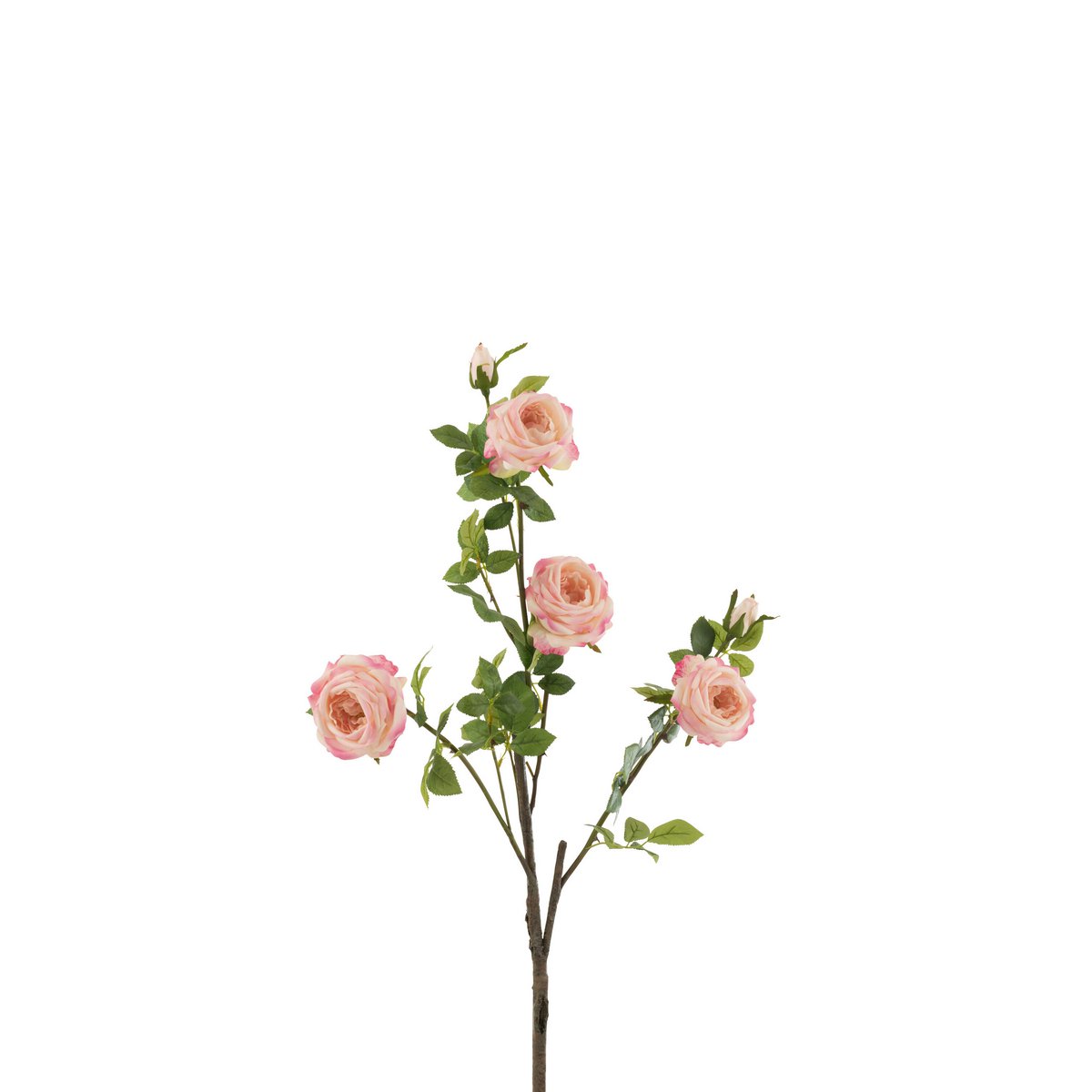 Plante artificielle rose J-Line avec feuilles en plastique, élégante et réaliste