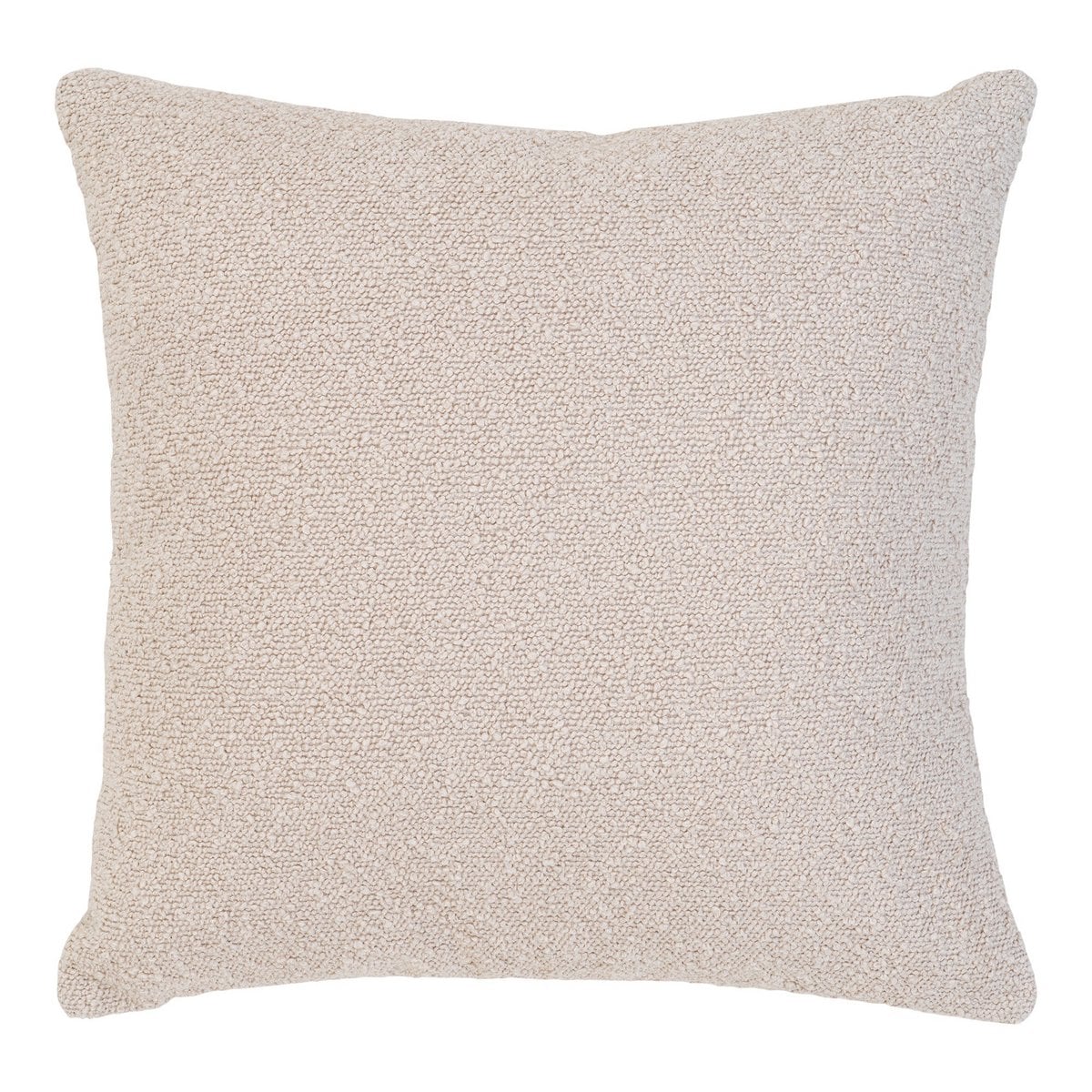 Coussin Savannah beige bouclé sur canapé moderne