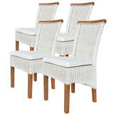 Chaises de salle à manger Ensemble chaises de rotin Perth 4 pièces blancs de table de salle à manger chaises de panier durable