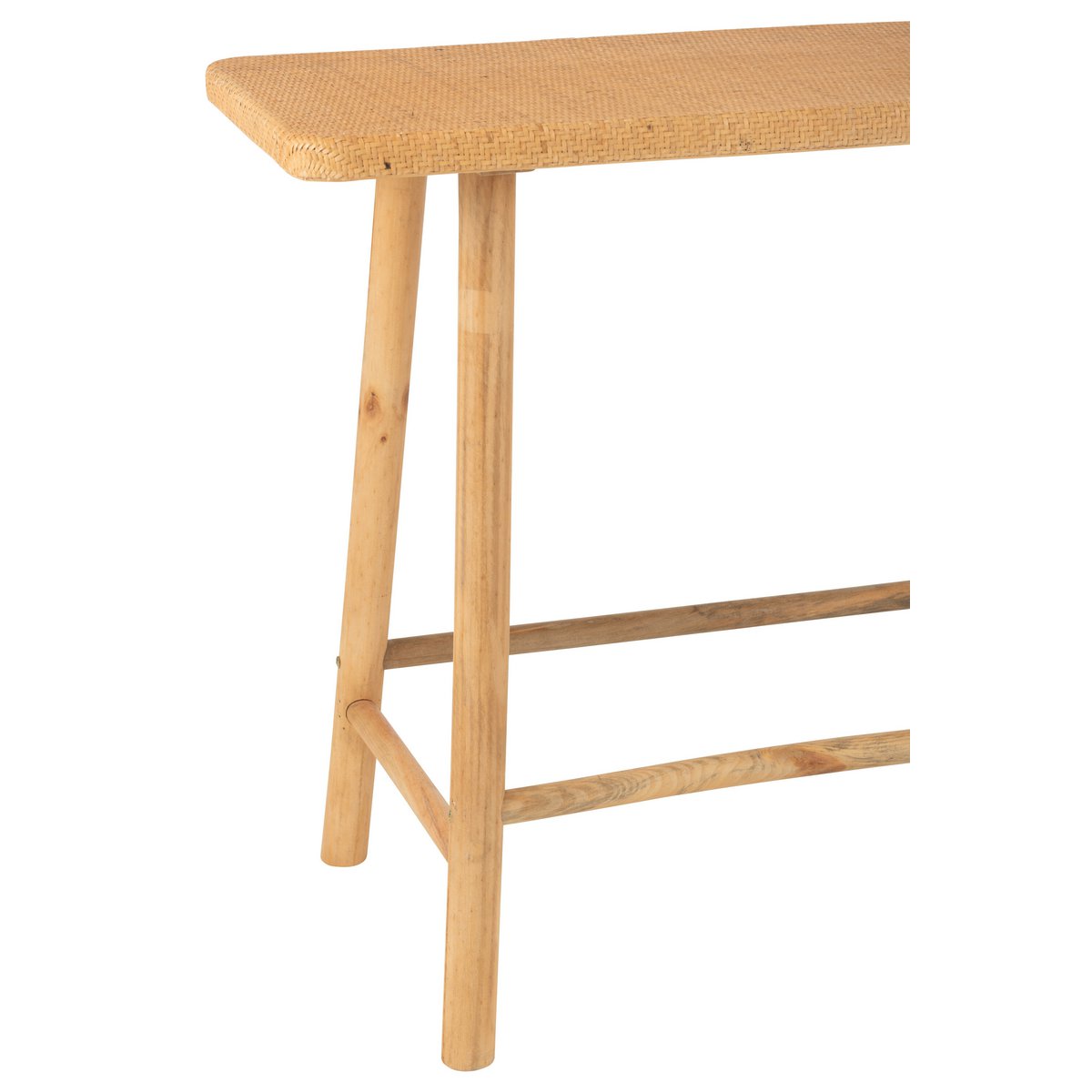 Détail du matériau en rotin de la console J-Line