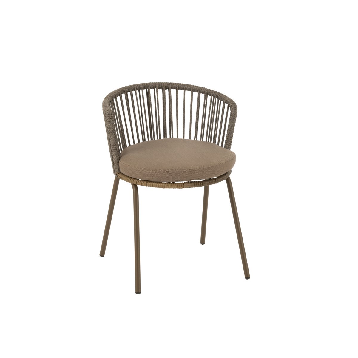 Chaise Toa J-Line en métal et corde marron, vue de face