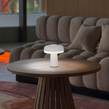 Table sans fil "PilU", 16,5 cm de haut, au-dessus de Ø de 15 cm, métal en blanc, plastique blanc, LED intégrée, 280 lumens, dimmable par capteur tactile, blanc chaud