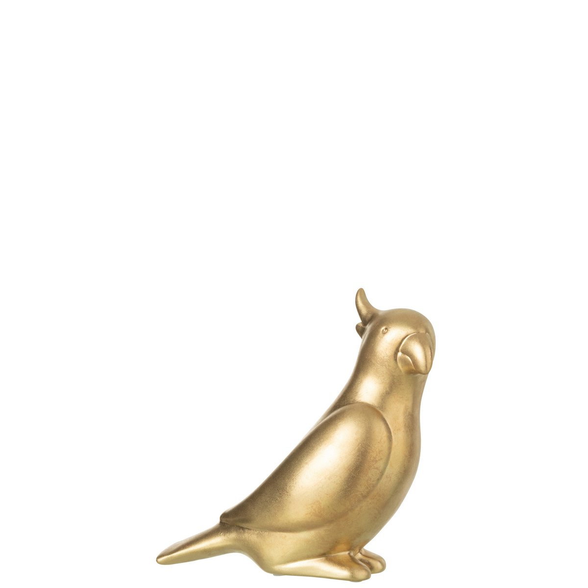 Figurine cacatoès en céramique dorée de J-Line, vue de profil