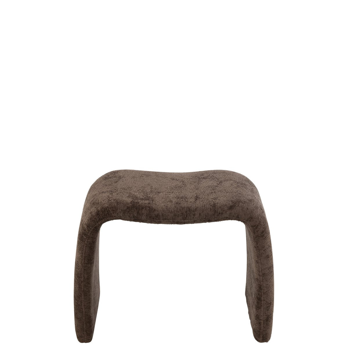 Tabouret J-Line forme N en textile marron foncé - vue de face