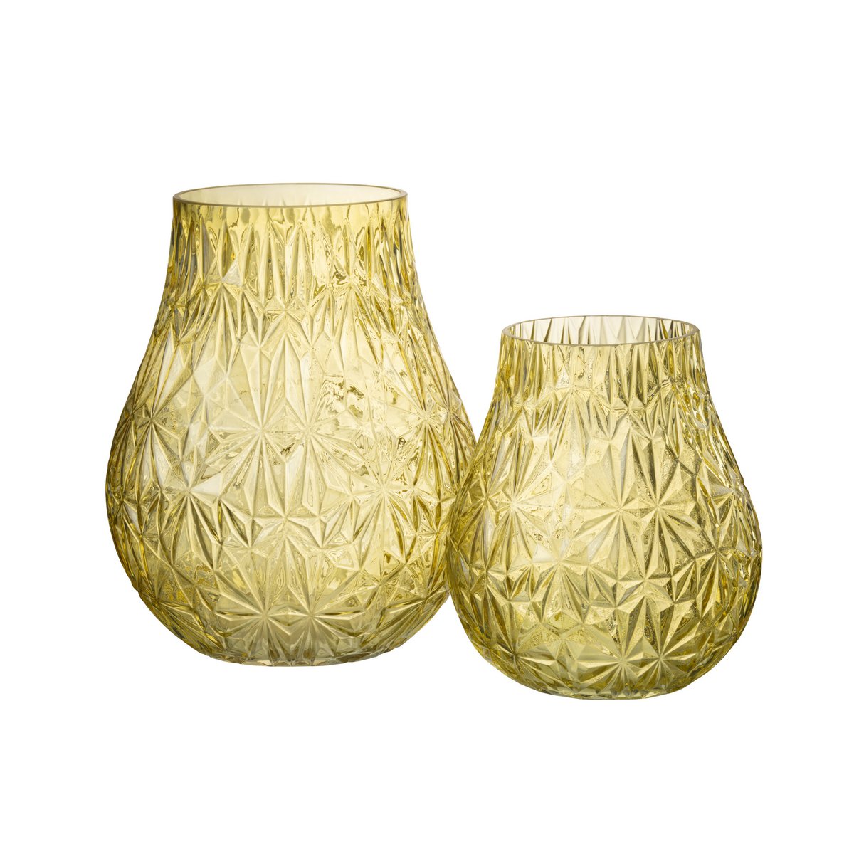 Vase NOx Affût J-Line en verre jaune, ambiance salon
