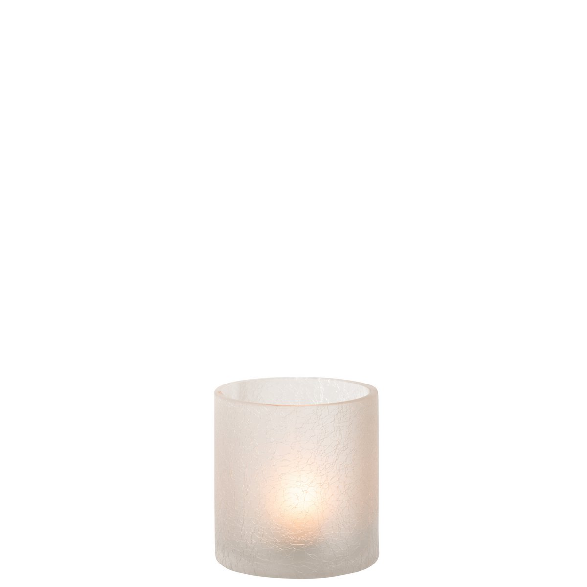Lanterne J-Line Cylindre Crackle en verre blanc vue de côté