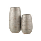 Vase J-Line en céramique brute argentée, vue avant