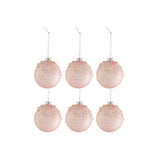 Boule de Noël J-Line en verre rose clair mat avec motif floral