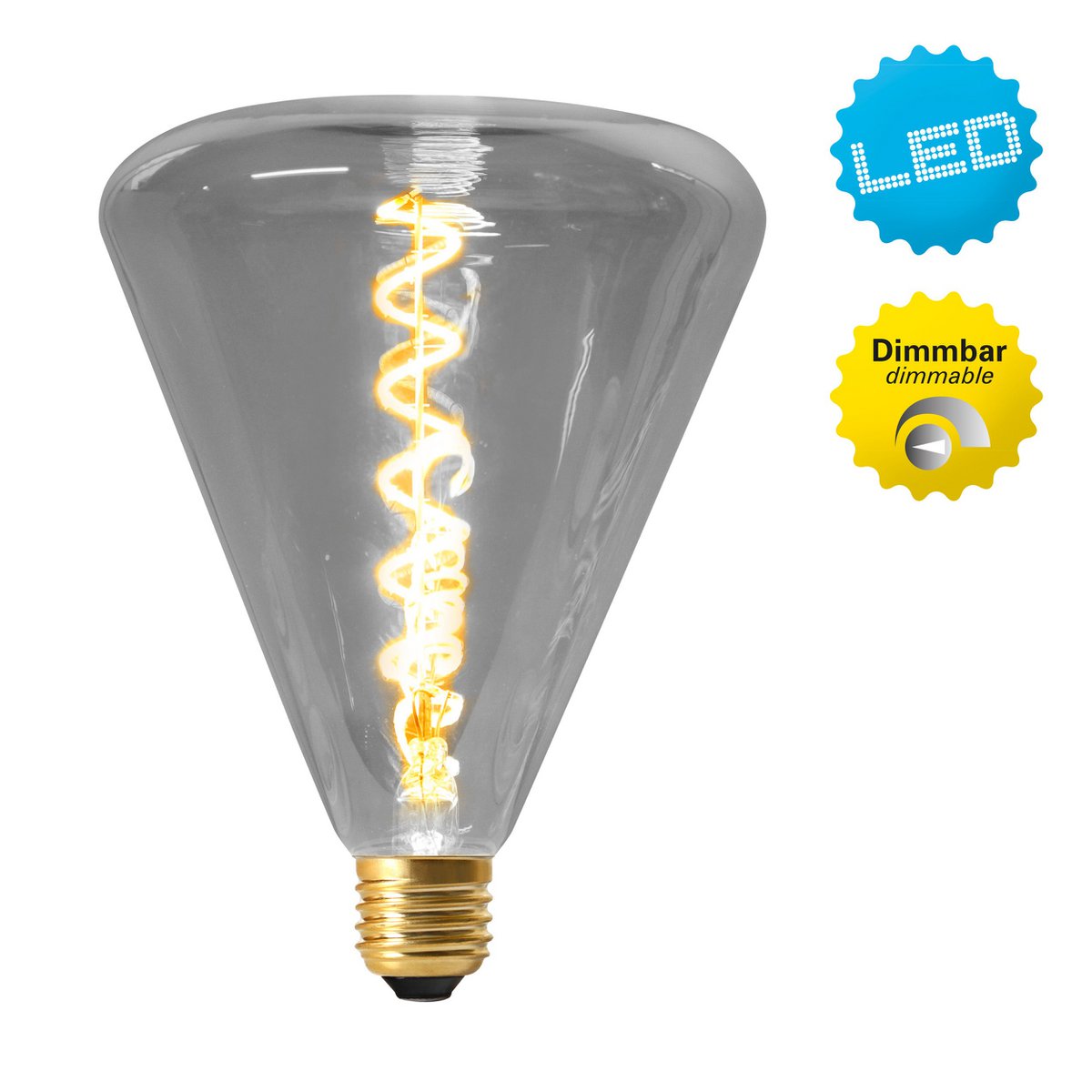 Lampe à LED "Dilly" E27 Version 4 Watts, métal et verre en gris