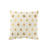 Coussin J-Line Sapins de Noël Pompons en coton blanc/or, vue avant