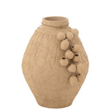 Vase J-Line Kermits naturel, vue de face avec pots suspendus
