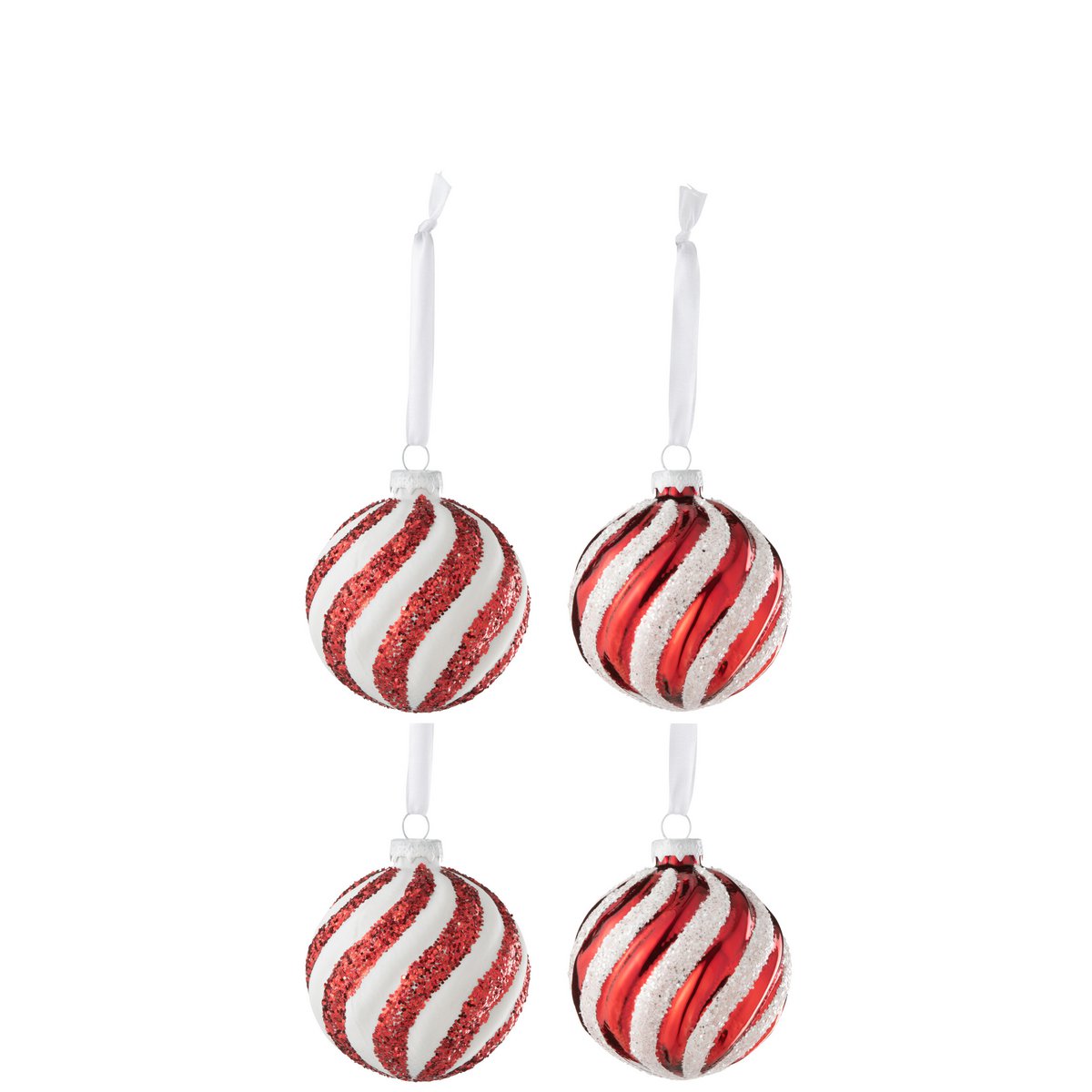 Boule de Noël J-Line en verre rouge et blanc, élégante et festive