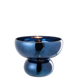 Photophore J-Line rond sur pied - verre - bleu - Ø 23 cm