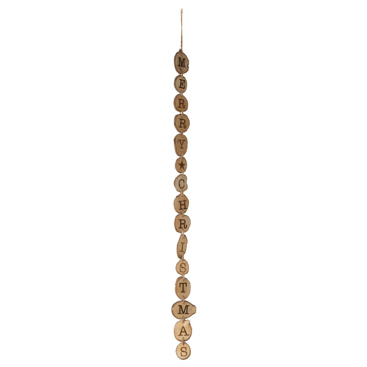 Détail de la guirlande J-Line Slinger Joyeux Noël, texture bois naturel
