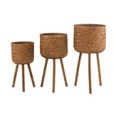 Cache-pot J-Line en bambou avec trois pieds, vue d'ensemble
