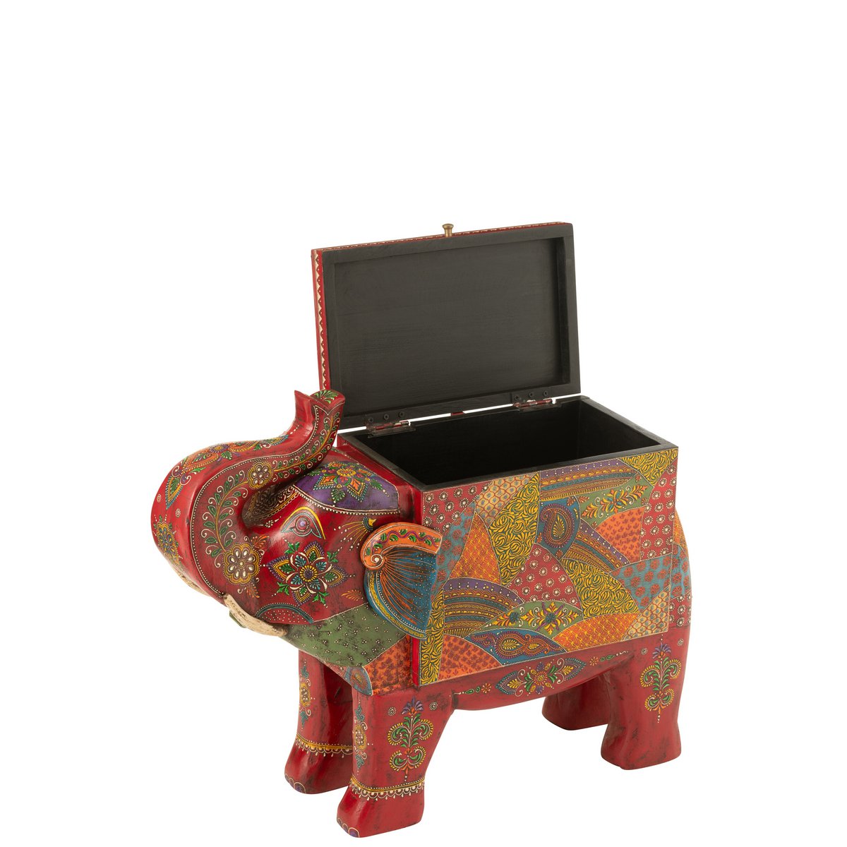 Éléphant décoratif en bois, mise en scène artistique