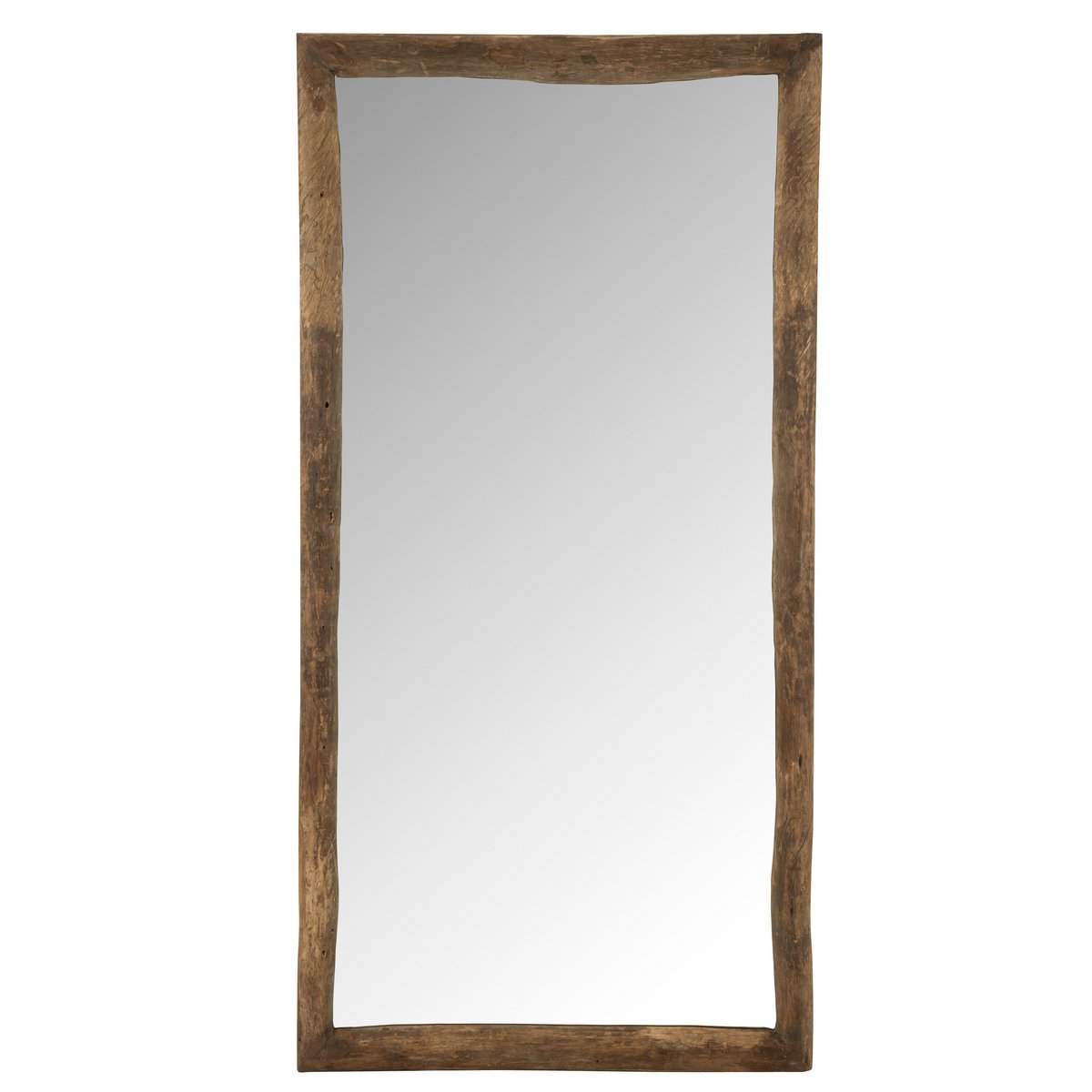 Miroir J-Line en bois marron, accroché au mur