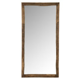Miroir J-Line en bois marron, accroché au mur
