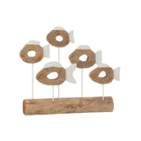 Poisson décoratif J-Line en bois blanc et naturel, design élégant