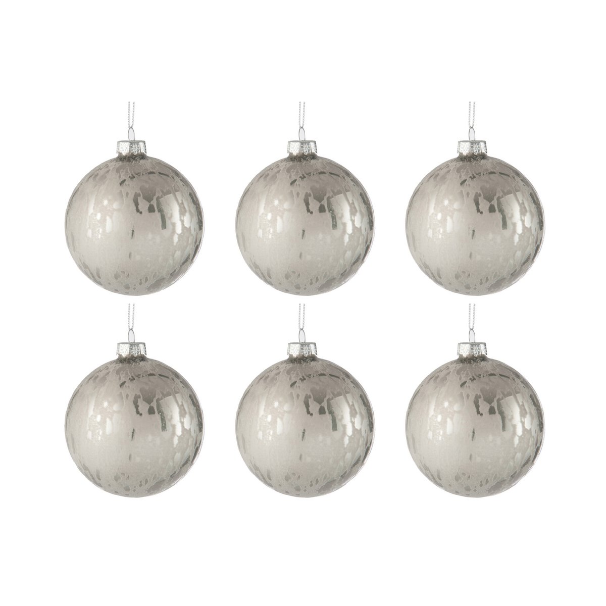 Boule de Noël J-Line Shiny en verre argenté, vue d'ensemble