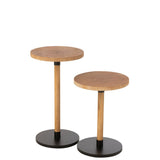 Set de 2 tables d'appoint Ron en bois noir naturel, vue de face