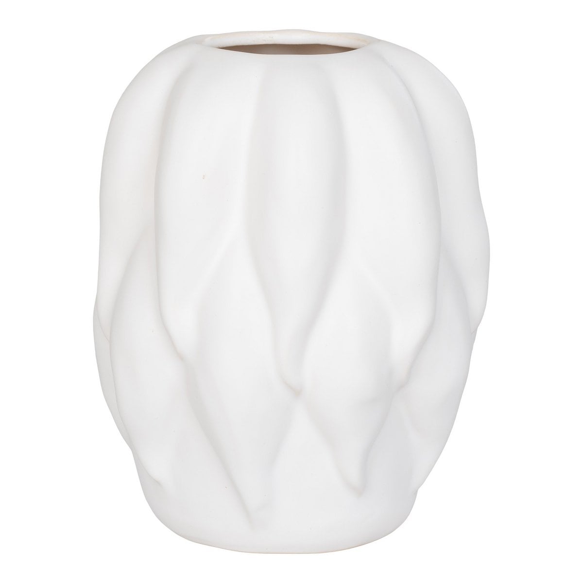 Vase en céramique beige, vue de face avec détails de texture