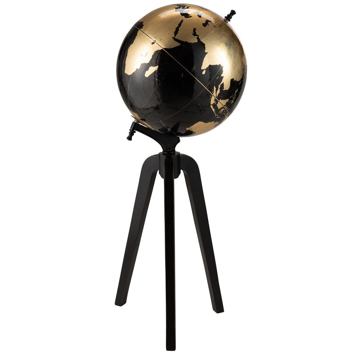 Globe J-Line sur pied en bois noir et or, extra large, élégant et raffiné