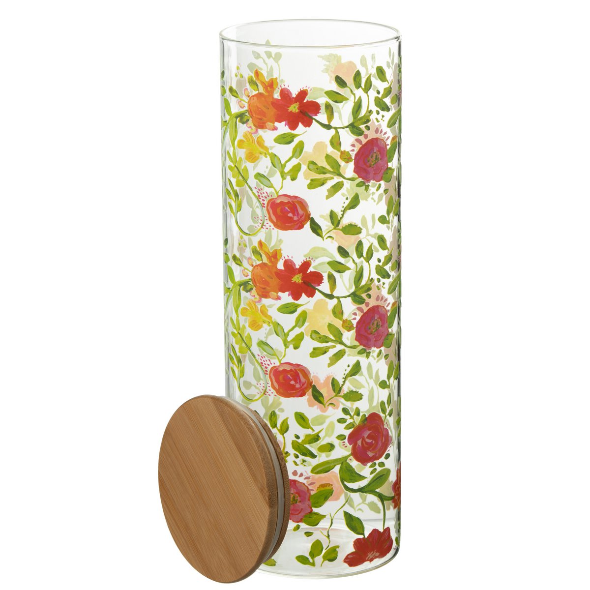Vue latérale du pot de rangement en verre J-Line, hauteur 30,5 cm