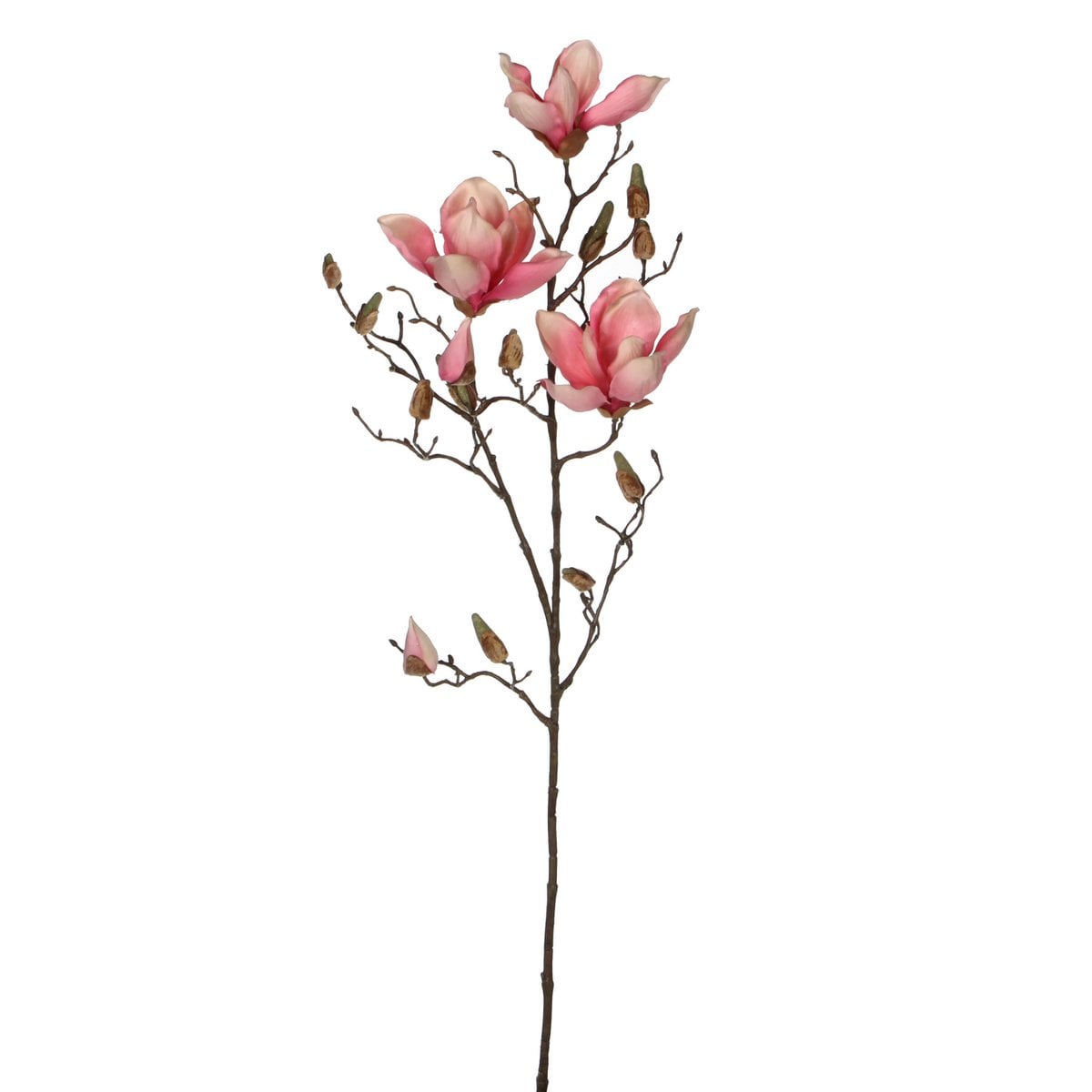 Fleur artificielle Magnolia Rose avec détails réalistes de fleurs et branche brune