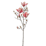 Fleur artificielle Magnolia Rose avec détails réalistes de fleurs et branche brune