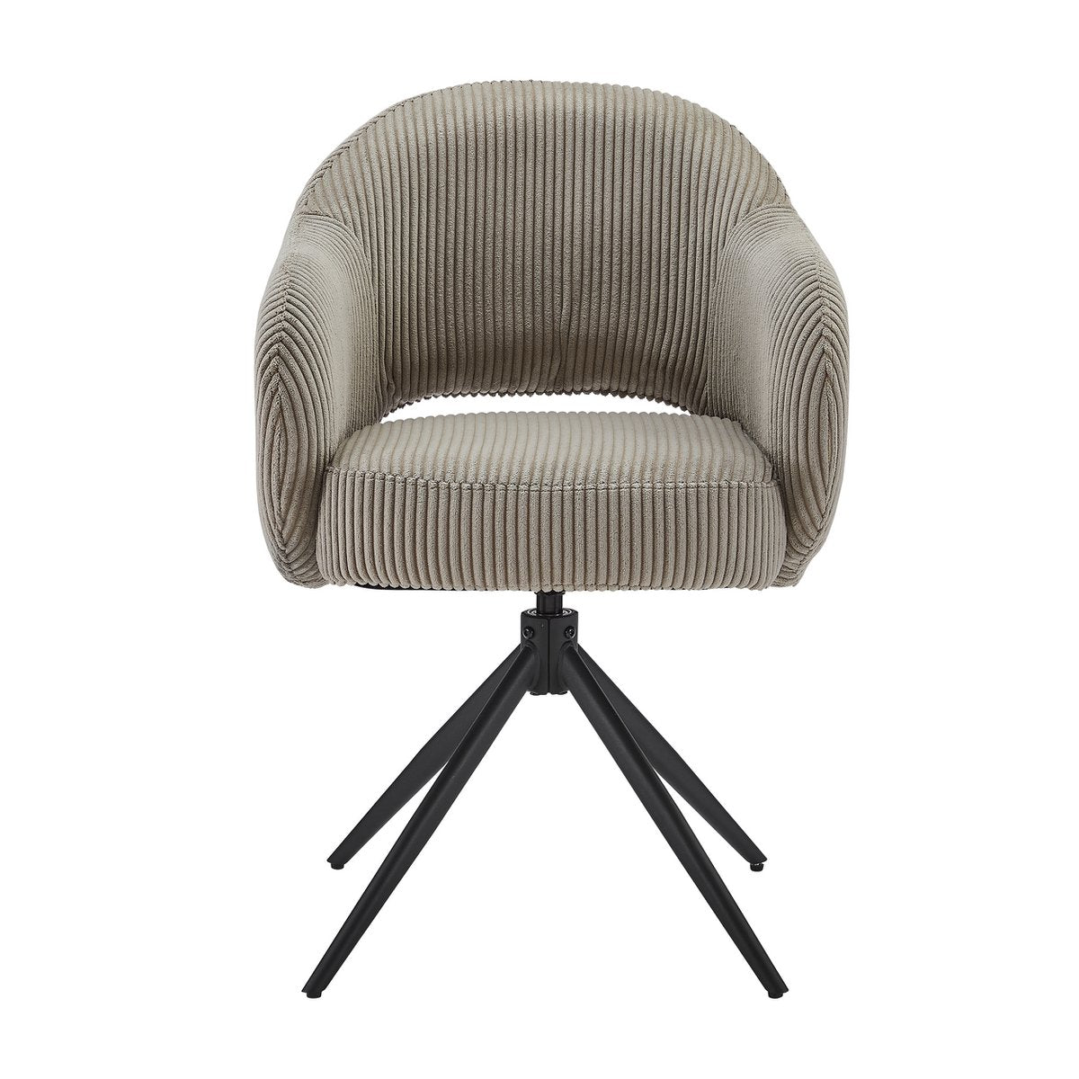 Vue latérale du fauteuil rotatif Moebilia en métal noir