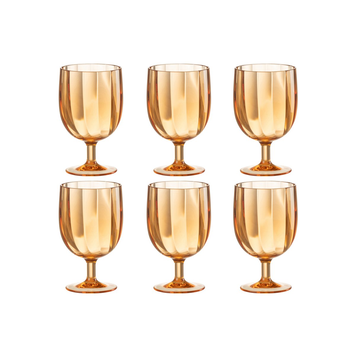 Verres à vin J-Line en plastique orange sur une table élégante