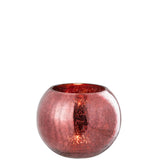 Photophore J-Line en verre craquelé rose, vue de face