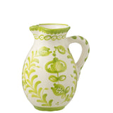 Jug Grenade J-Line en céramique blanche et verte, vue de face