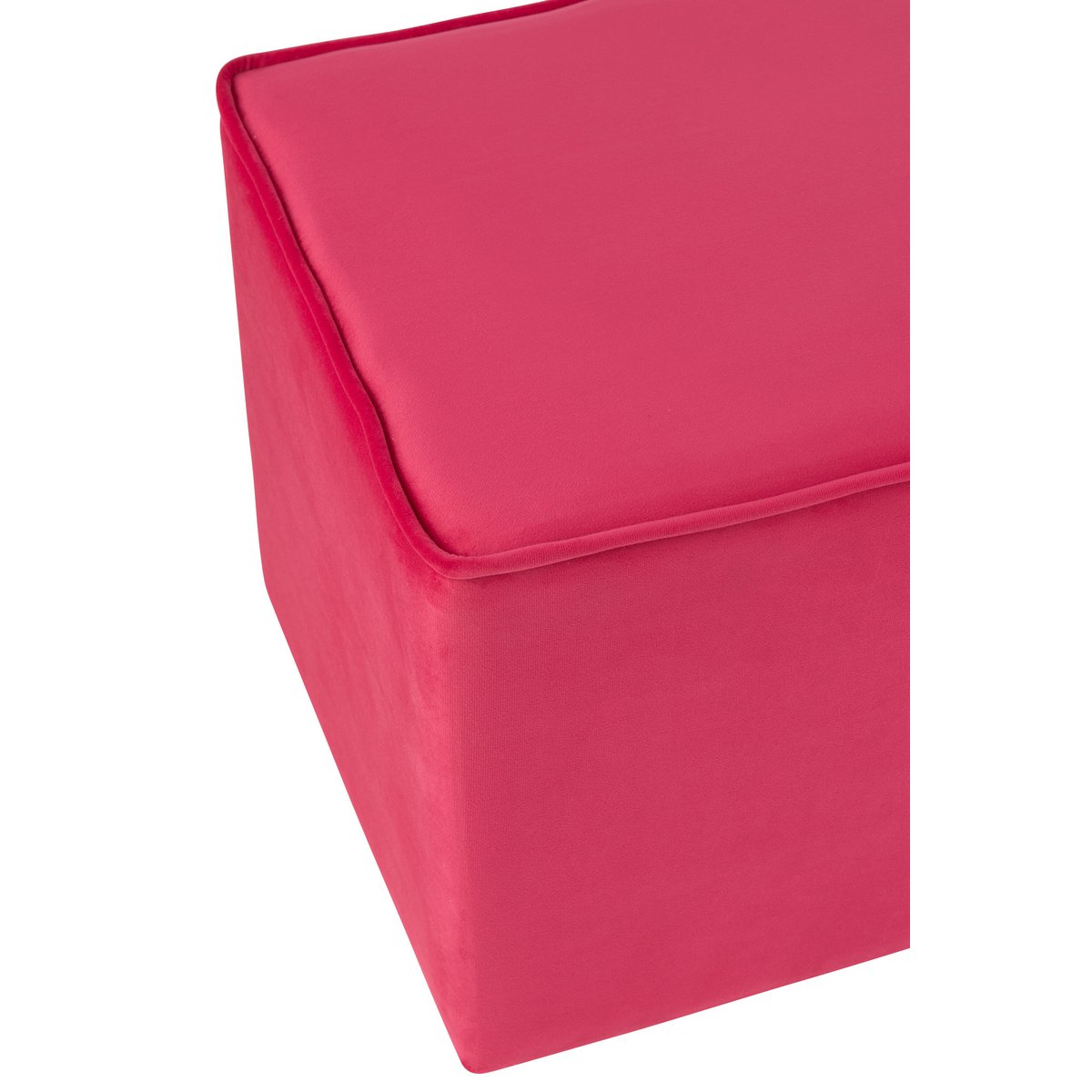 Pouf Cube Velours Rose Vif J-Line dans un salon moderne