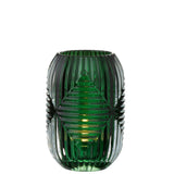 Bougeoir J-Line en verre vert, vue de face avec détails de design