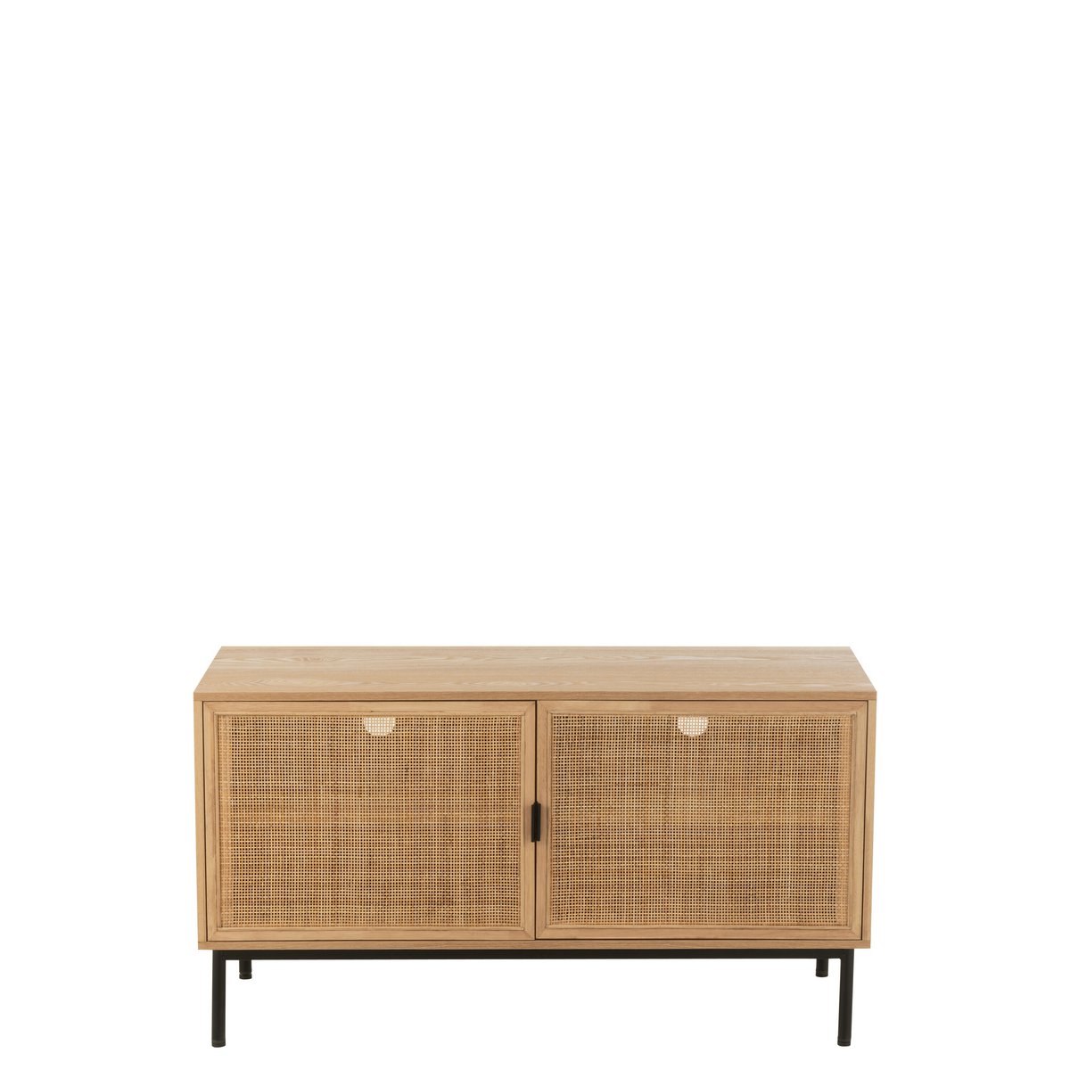 Buffet J-Liline en bois naturel et métal noir, vue de face