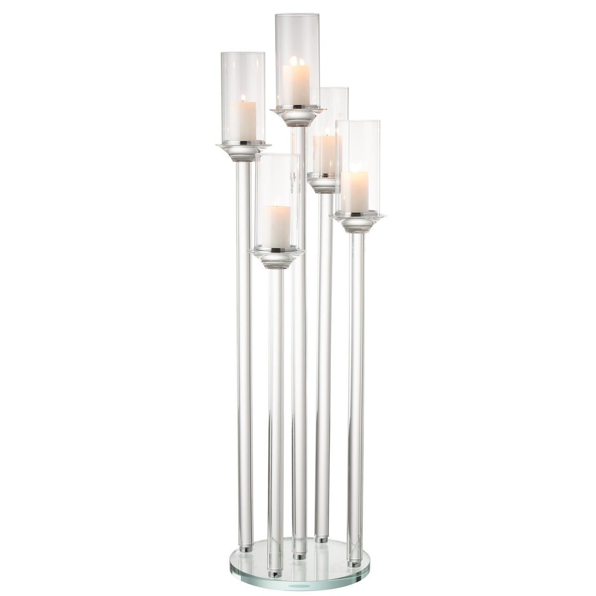 Bougeoir J-Line 5 grands, détail du verre transparent