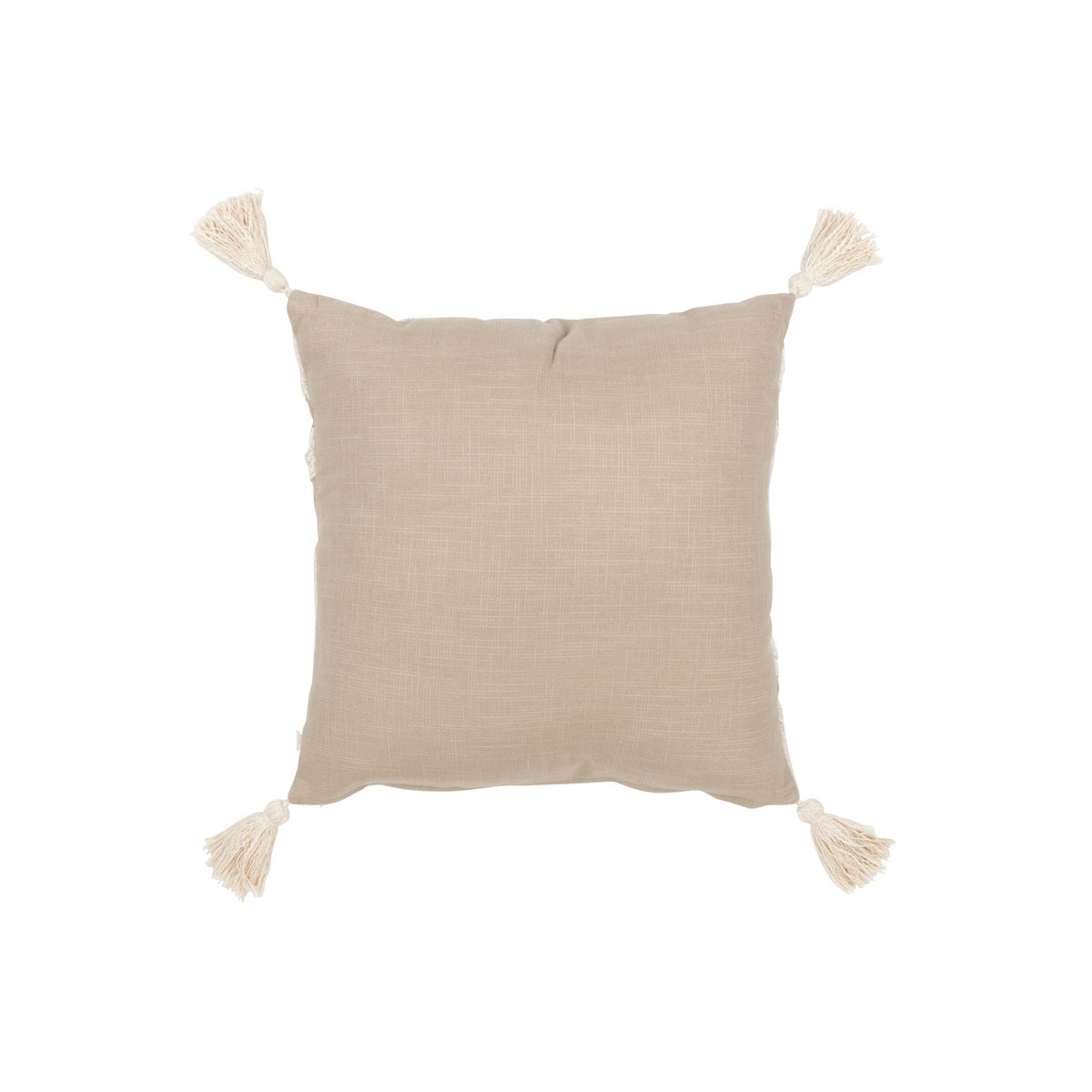 Coussin J-Line Fleurs/Feuilles en coton taupe, vue avant