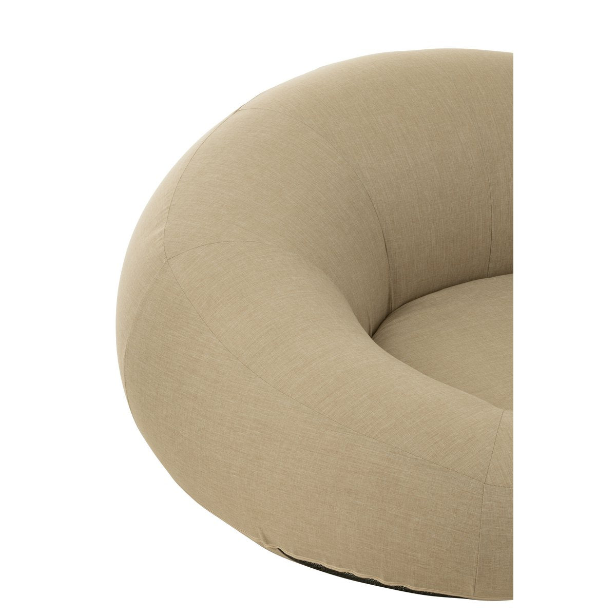 Matelas beignet beige J-Line installé sur une terrasse en bois