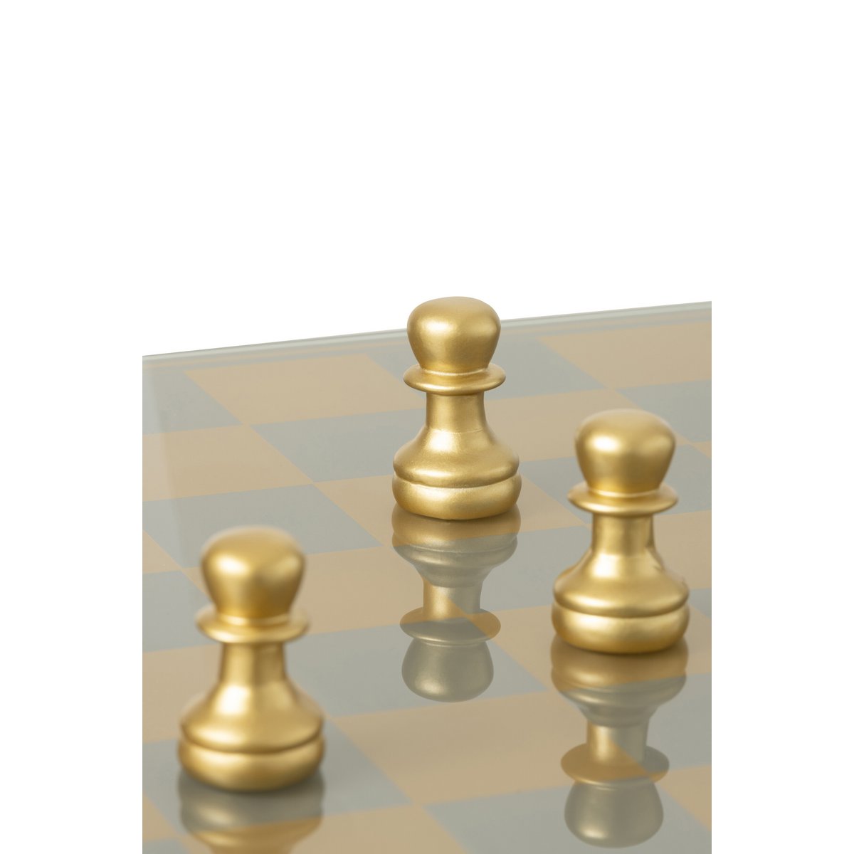 Plateau de jeu d'échecs J-Line avec pièces d'échecs en arrière-plan